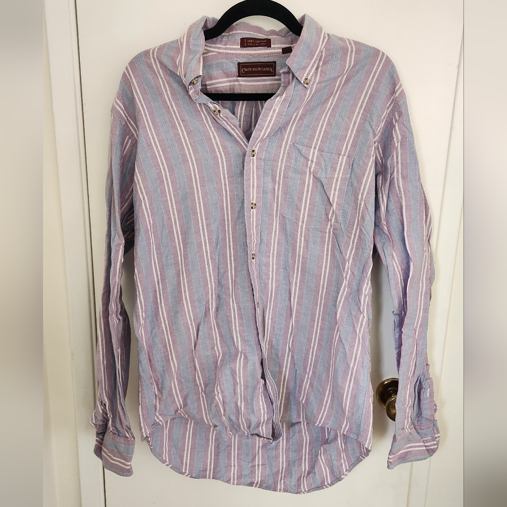 Vintage Ralph Lauren Striped Shirt - Blue and Pink